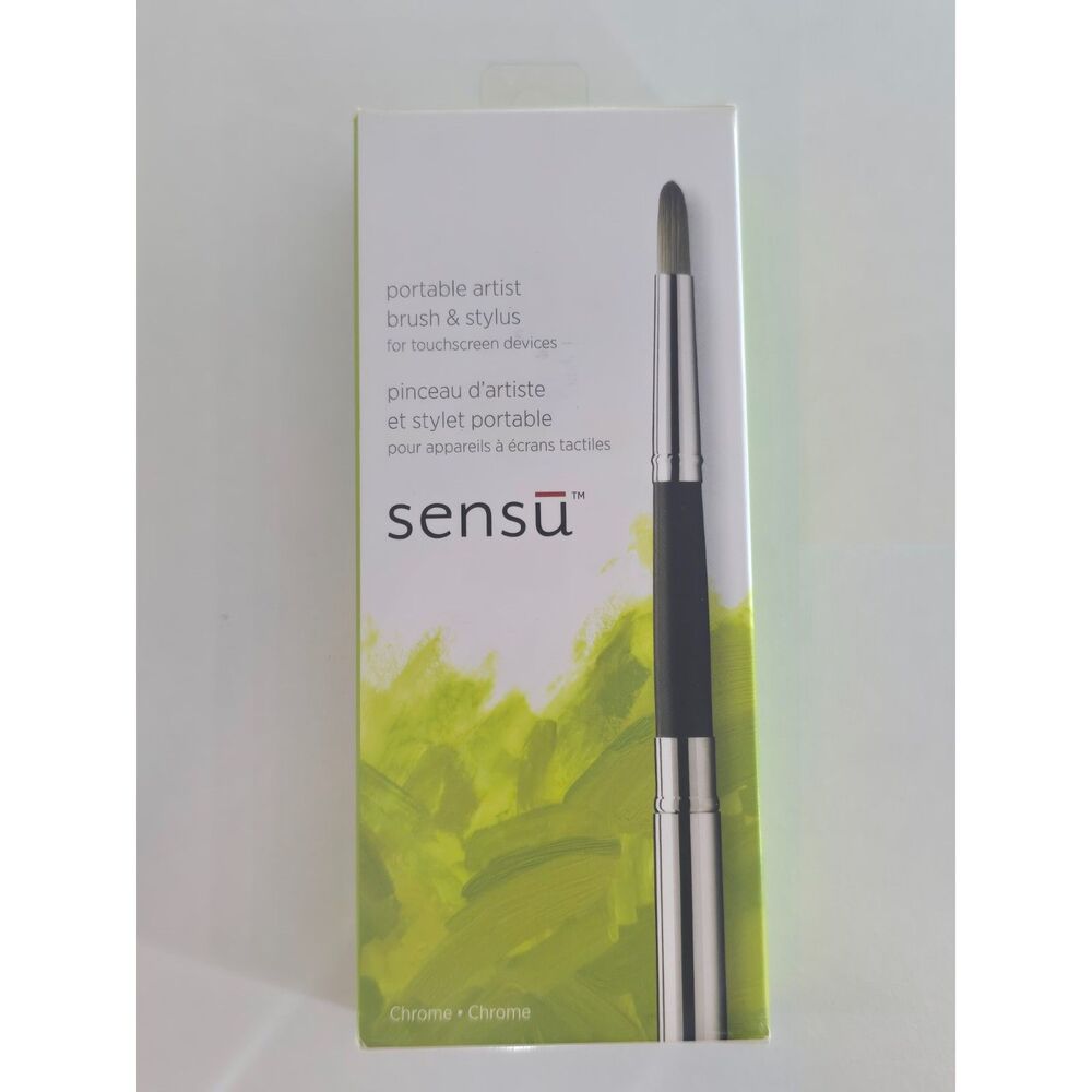 Sensu Portable Artist Brush & Stylus Touchscreen Devices Chrome NEW